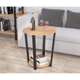 Стол журнальный D-50 Дуб Крафт Золотой ТМ Loft Design