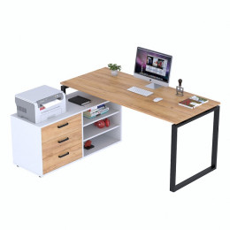 Стіл офісний NDT 3S-160 Дуб Крафт Золотий / Білий ТМ Loft Design