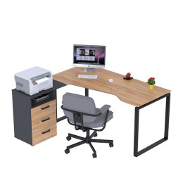 Стіл офісний NDTU 3S-160 Дуб Крафт Золотий / Антрацит ТМ Loft Design