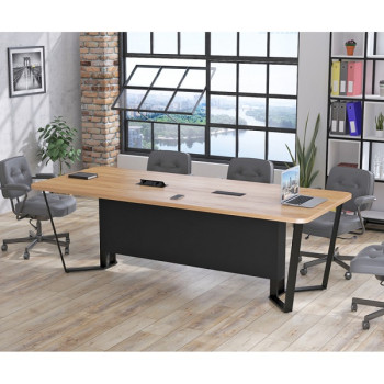 Стол для переговоров V-240 с розетками Дуб Крафт Золотой ТМ Loft Design