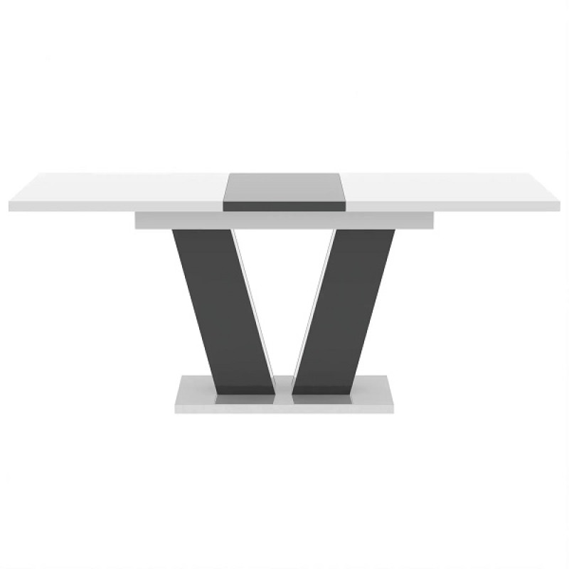 Стол обеденный раскладной Рой Белый / Чёрний Глянец ТМ Неман
