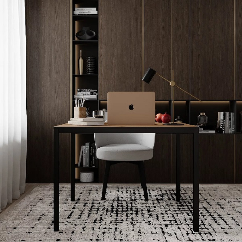 Стол письменный Brevity Loft mid / Бревити Лофт Мид Дуб Крафт Золотой / Чёрный ТМ Art In Head