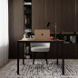 Стол письменный Brevity Loft mid / Бревити Лофт Мид Дуб Крафт Золотой / Чёрный ТМ Art In Head