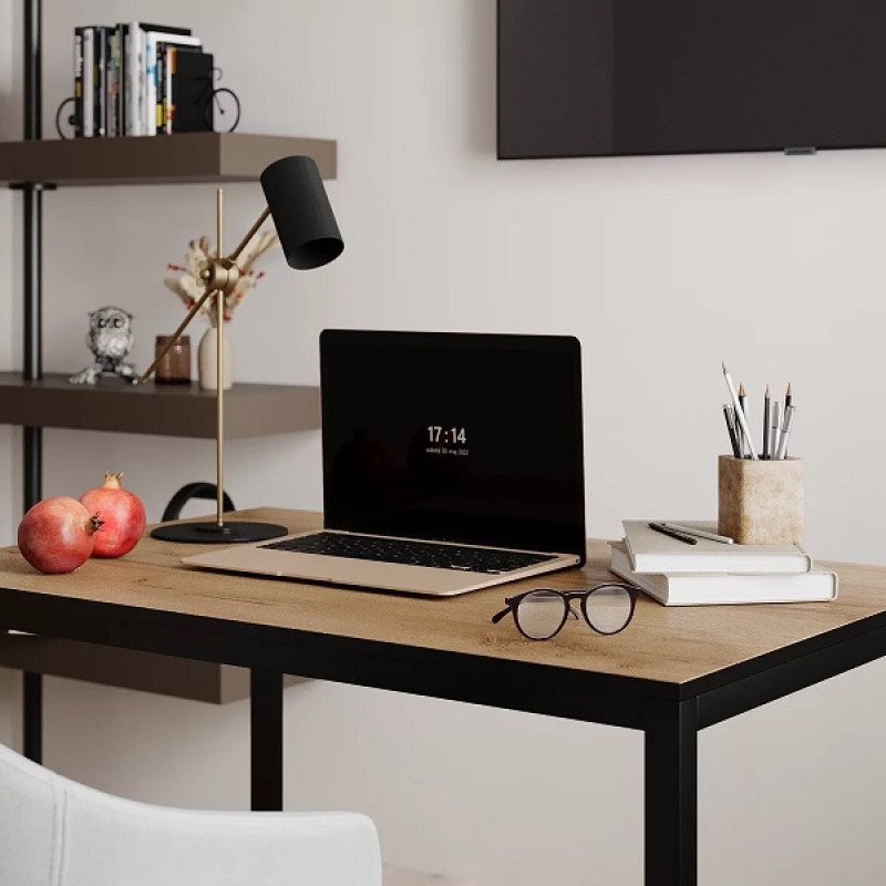 Стол письменный Brevity Loft mid / Бревити Лофт Мид Дуб Крафт Золотой / Чёрный ТМ Art In Head