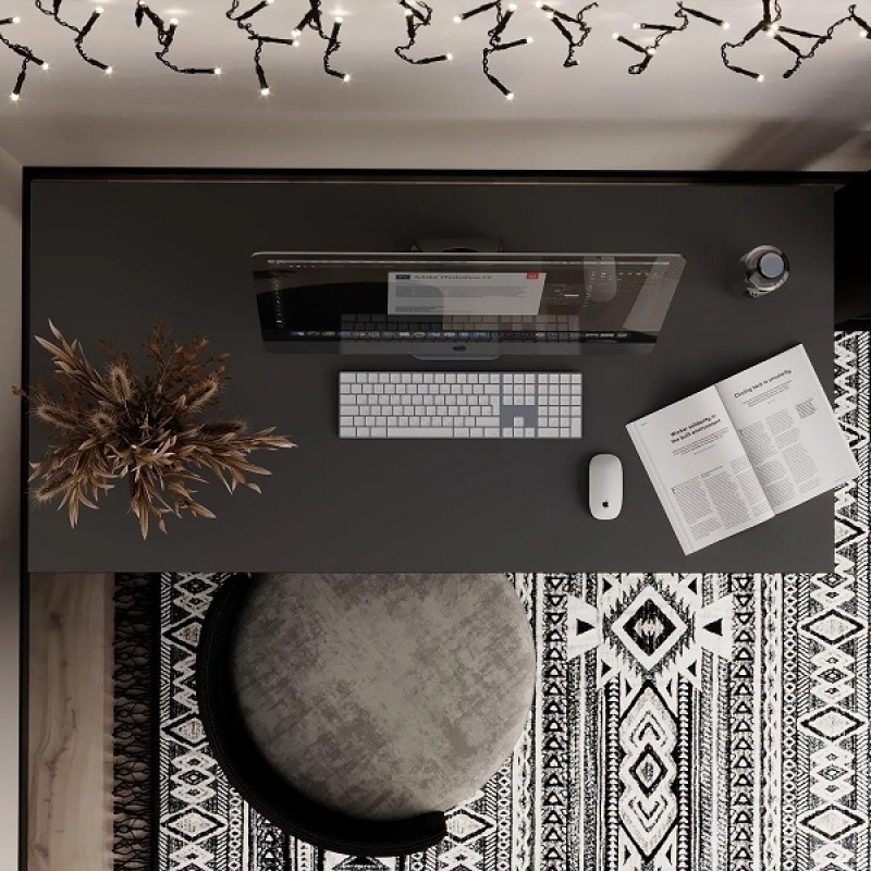 Стол рабочий Brevity Loft standart / Бревити Лофт Стандарт Графит Серый / Чёрный ТМ Art In Head